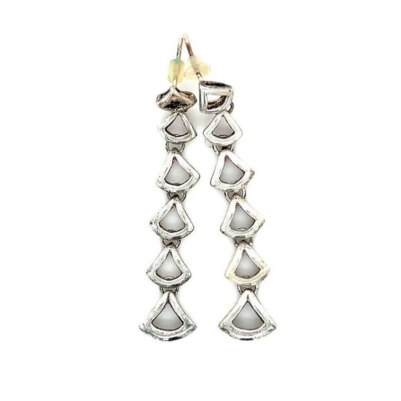 Silver 925 Triangle Design Drop Earrings - Picture 1 of 6